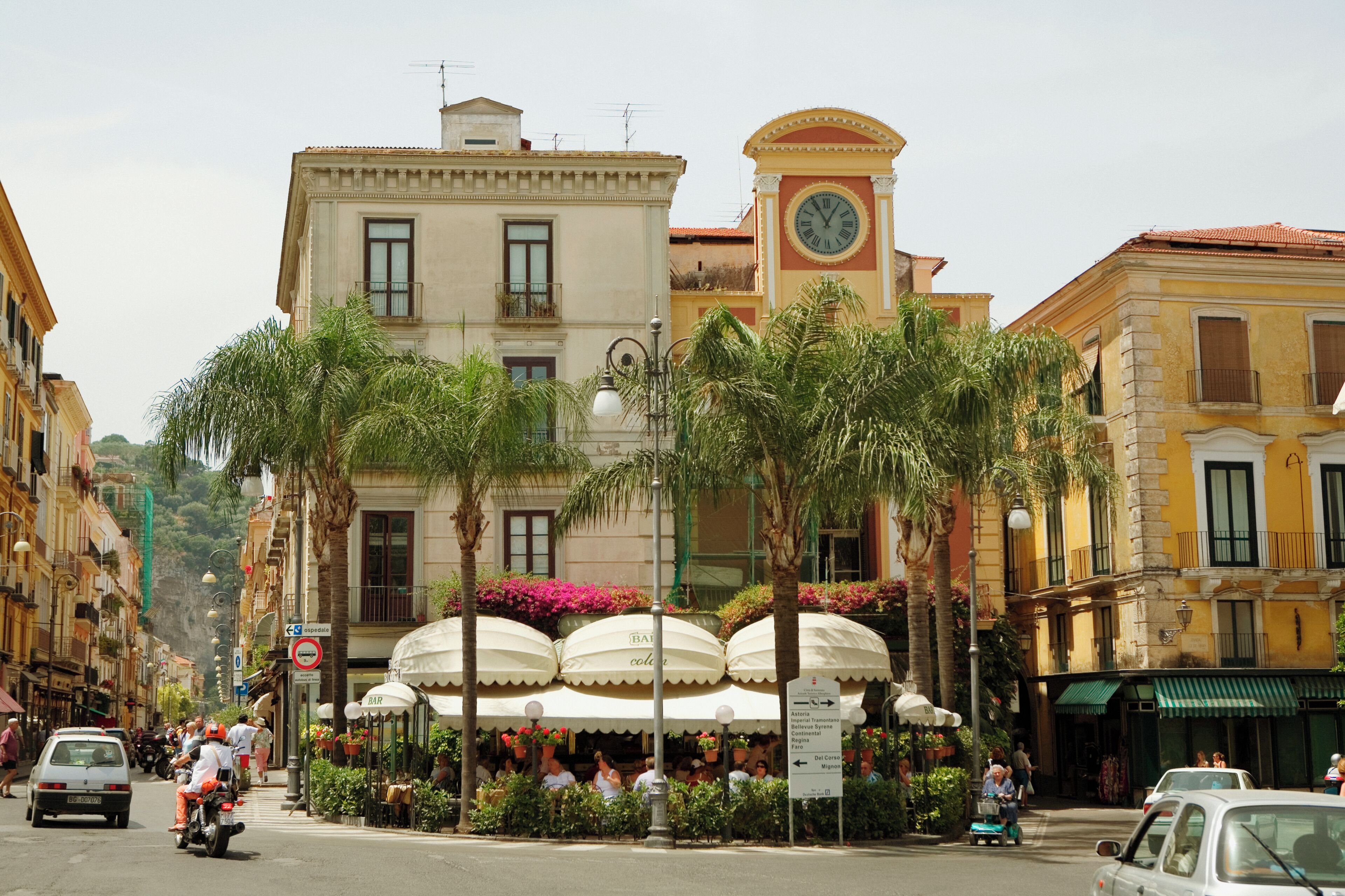 Low angle view of a clock tower, Piazza Tasso, Sorrento, Naples Province, Campania,  Italy