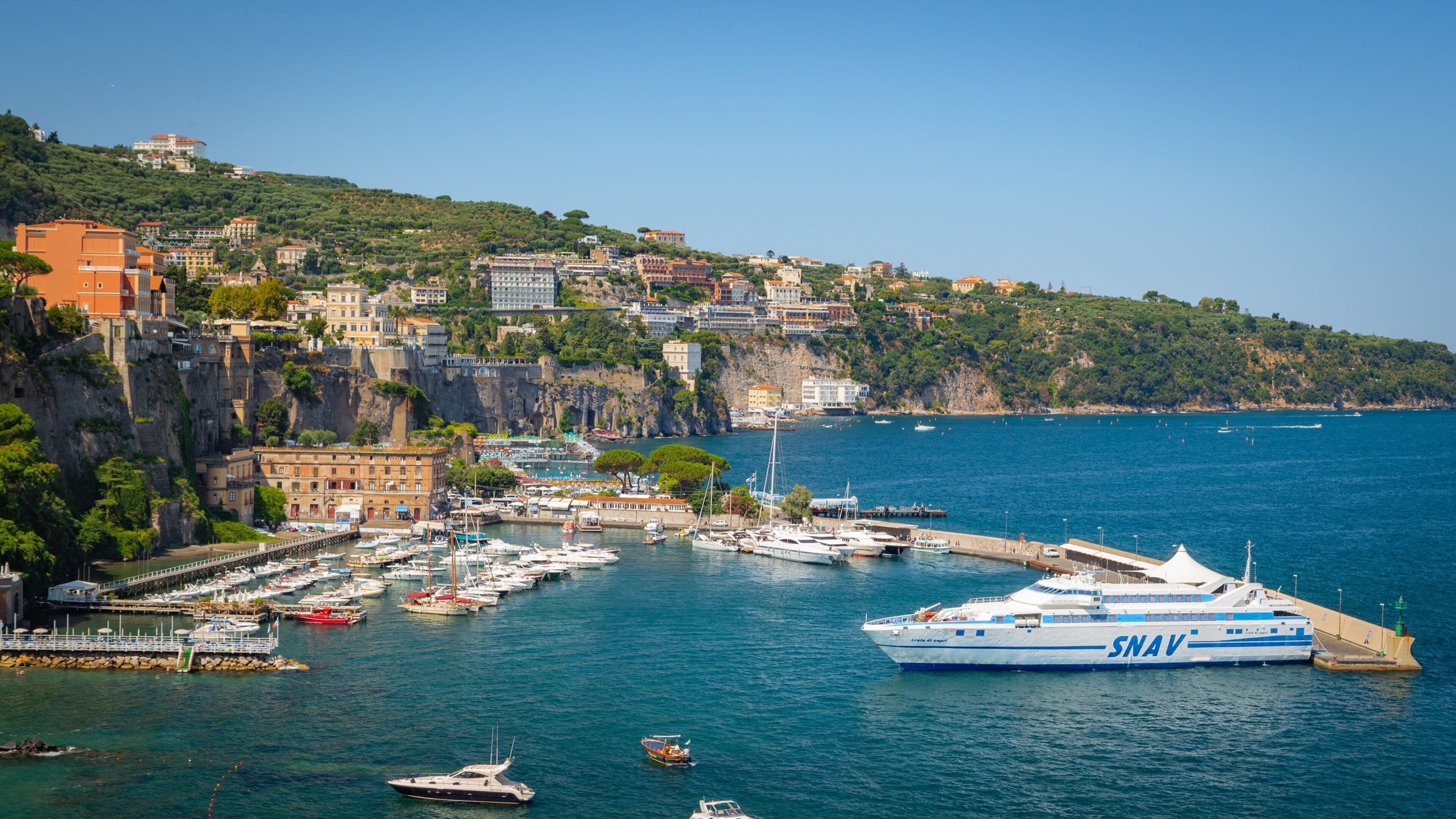 Port of Sorrento which includes general coastal views, a bay or harbor and a coastal town