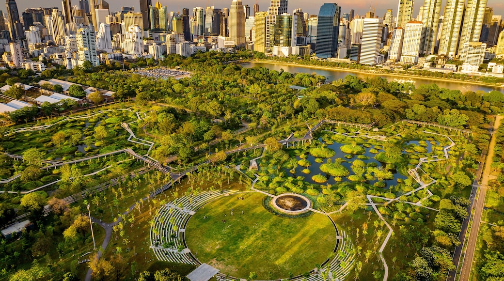 Benjakitti Park or Benchakitti forest park new design walkway in central Bangkok, Thailand