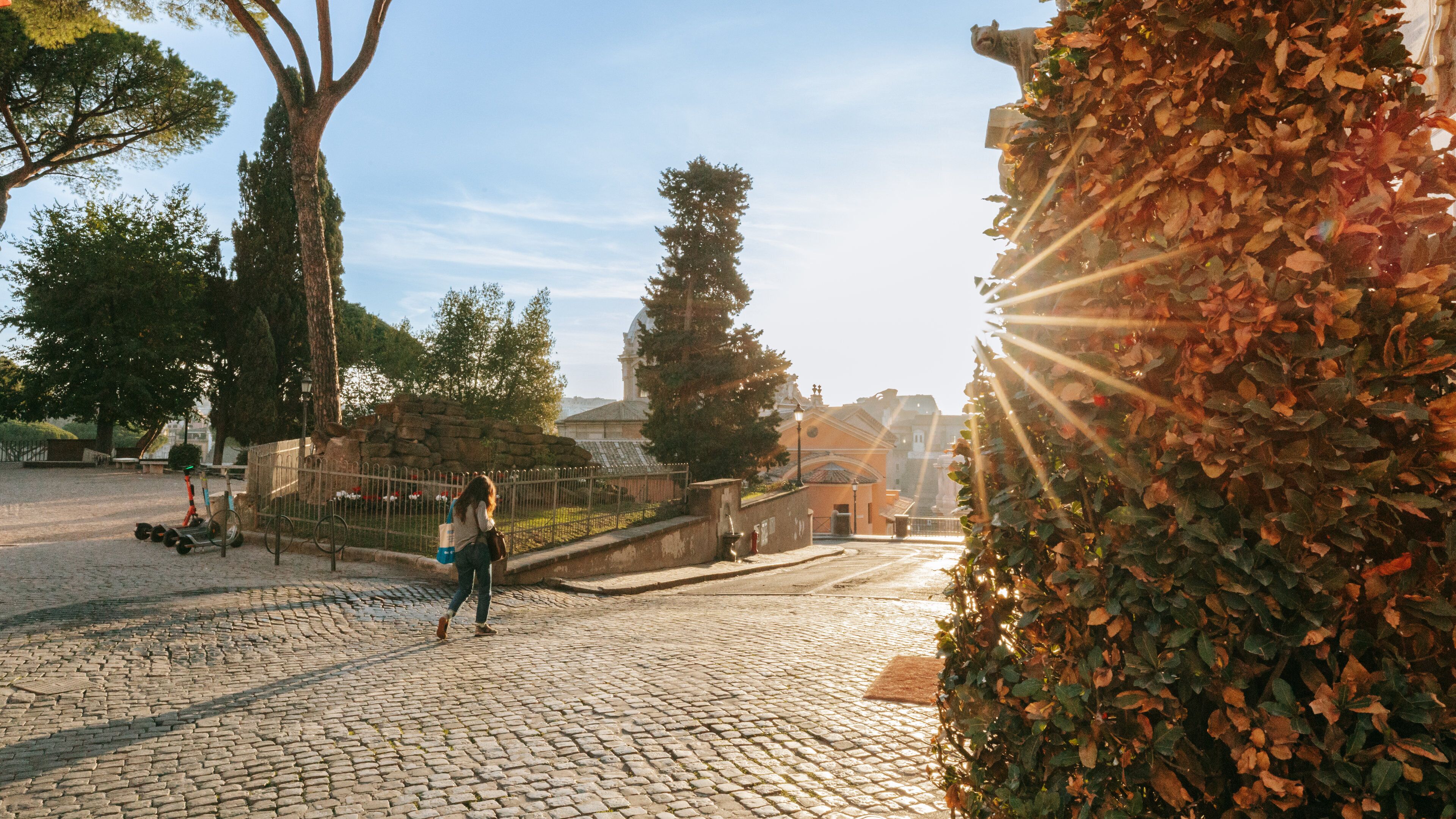 Campitelli featuring a sunset and street scenes as well as an individual femail