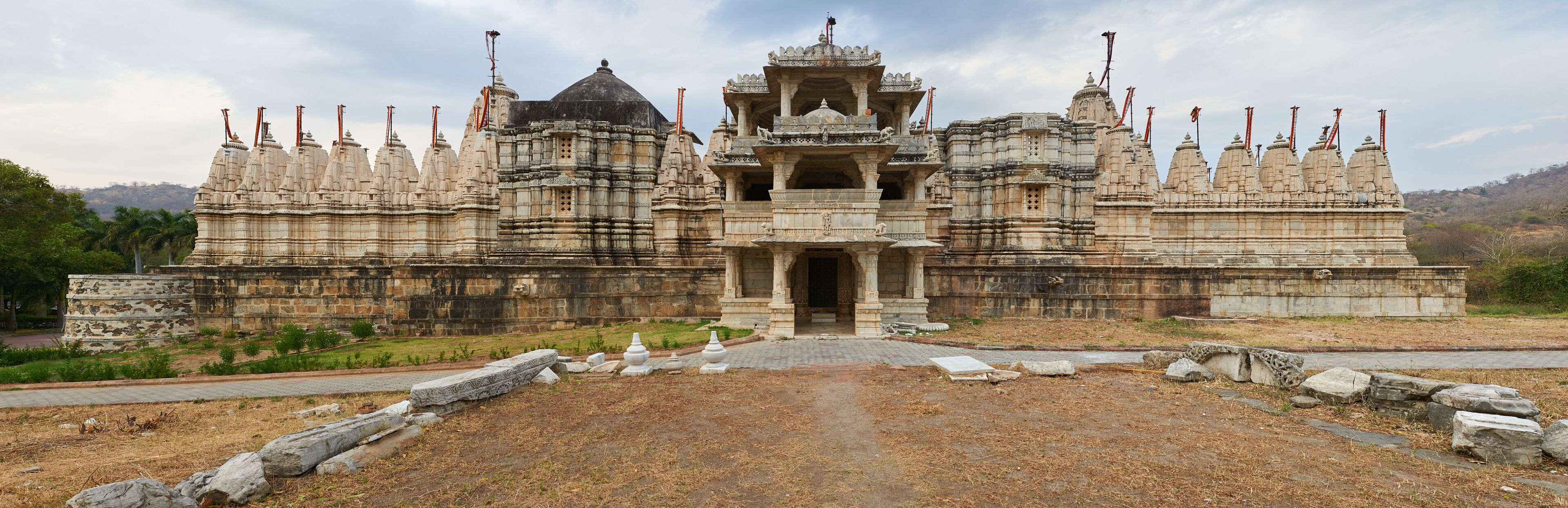 A large, ornate temple with multiple spires and intricate carvings.