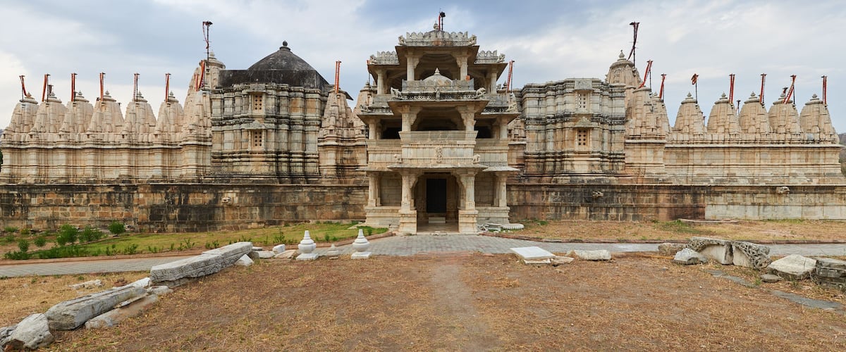 A large, ornate temple with multiple spires and intricate carvings.
