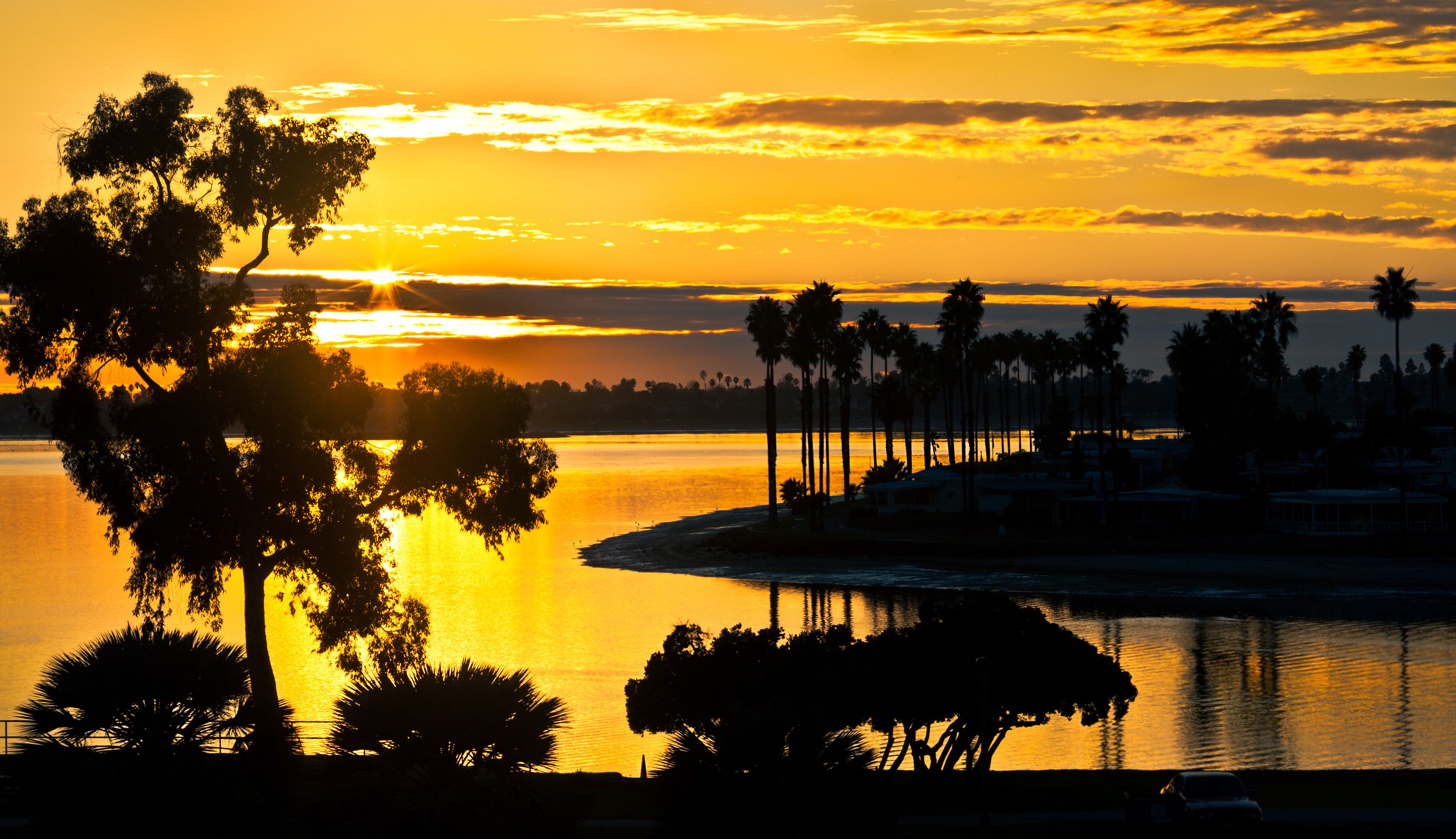 Scenic View of Mission Bay at Sunset in Sunny San Diego Southern California, USA