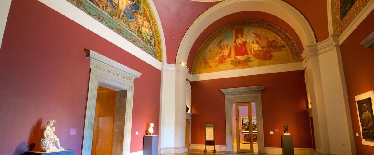 Bowdoin College Museum of Art showing interior views, religious elements and art