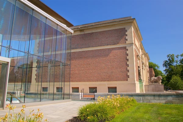 Bowdoin College Museum of Art som omfatter vilde blomster og moderne arkitektur