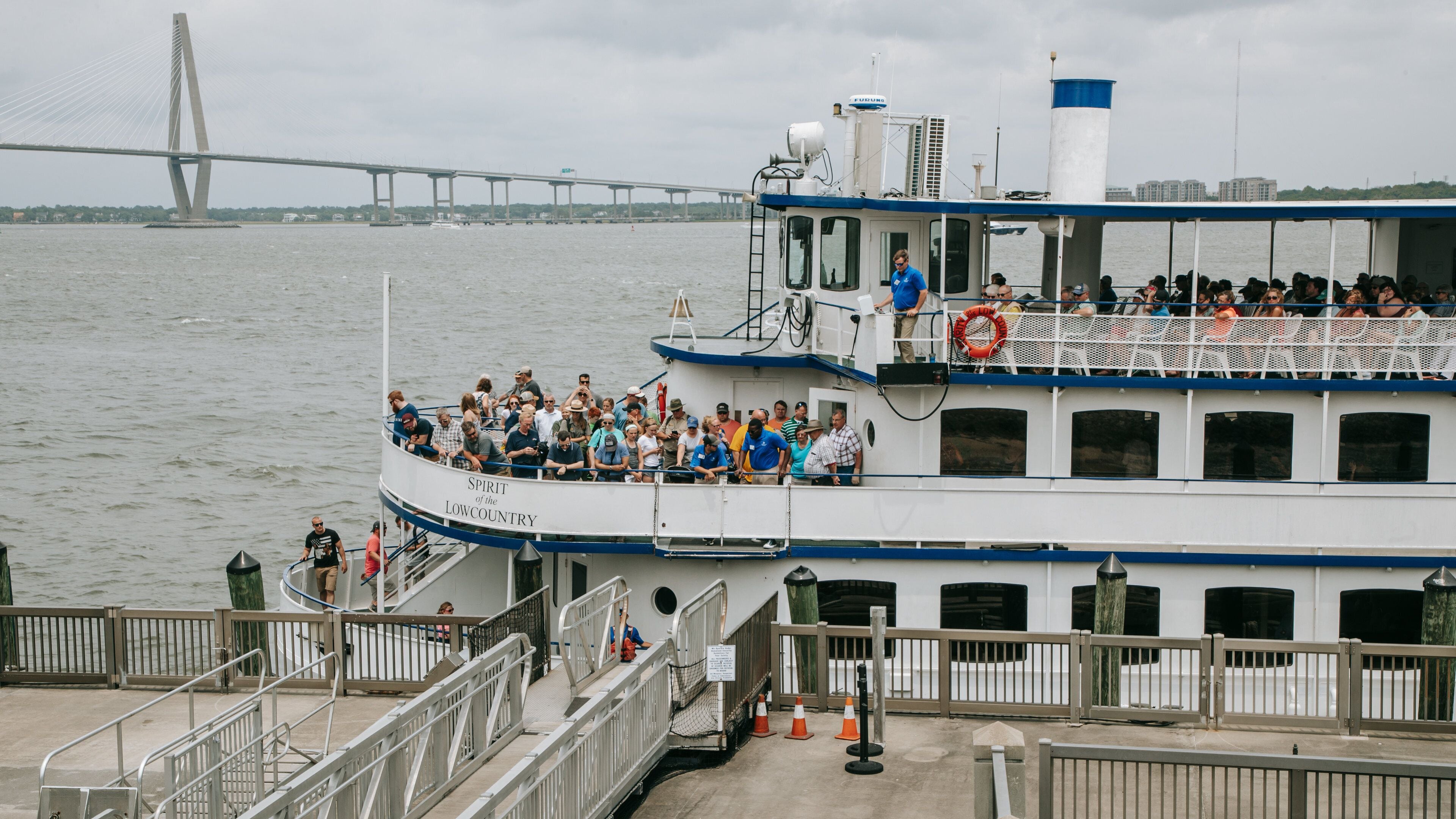 Fort Sumter which includes cruising and a bay or harbor as well as a small group of people