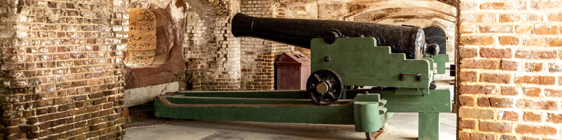 Fort Sumter featuring heritage elements, interior views and military items