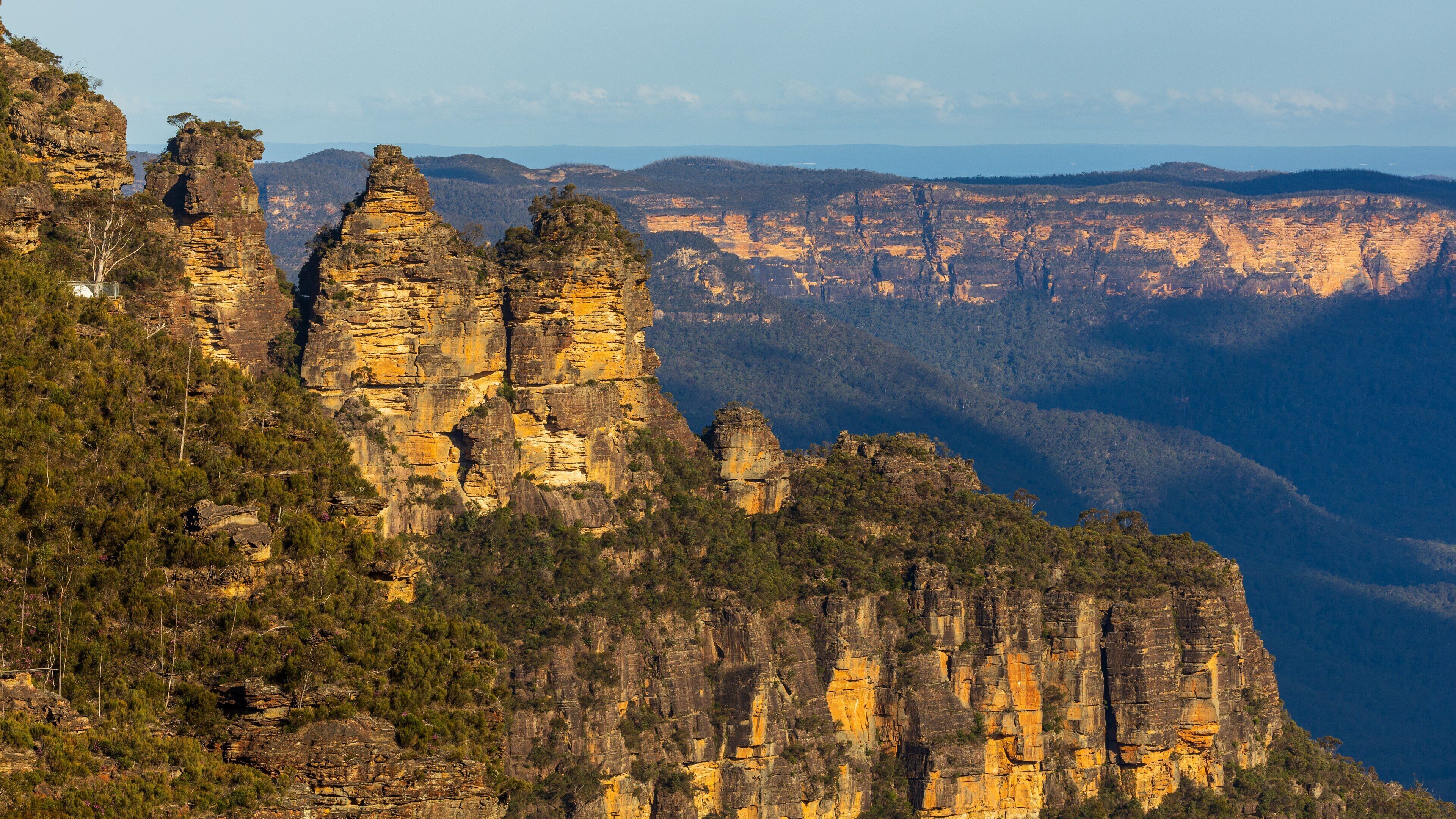 Three Sisters which includes mountains, landscape views and a gorge or canyon