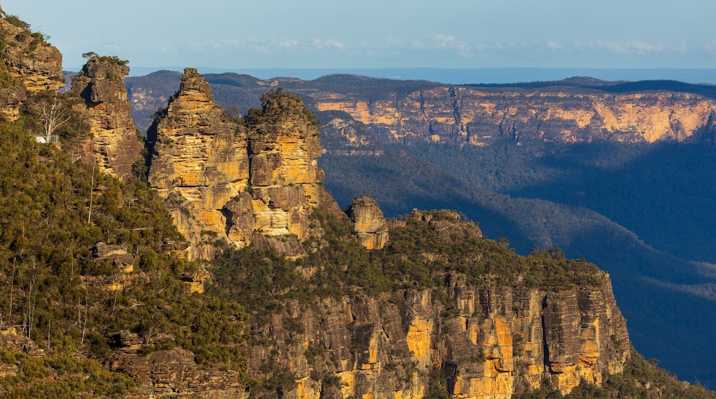 Three Sisters which includes mountains, landscape views and a gorge or canyon