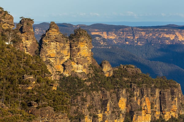 Three Sisters which includes mountains, landscape views and a gorge or canyon