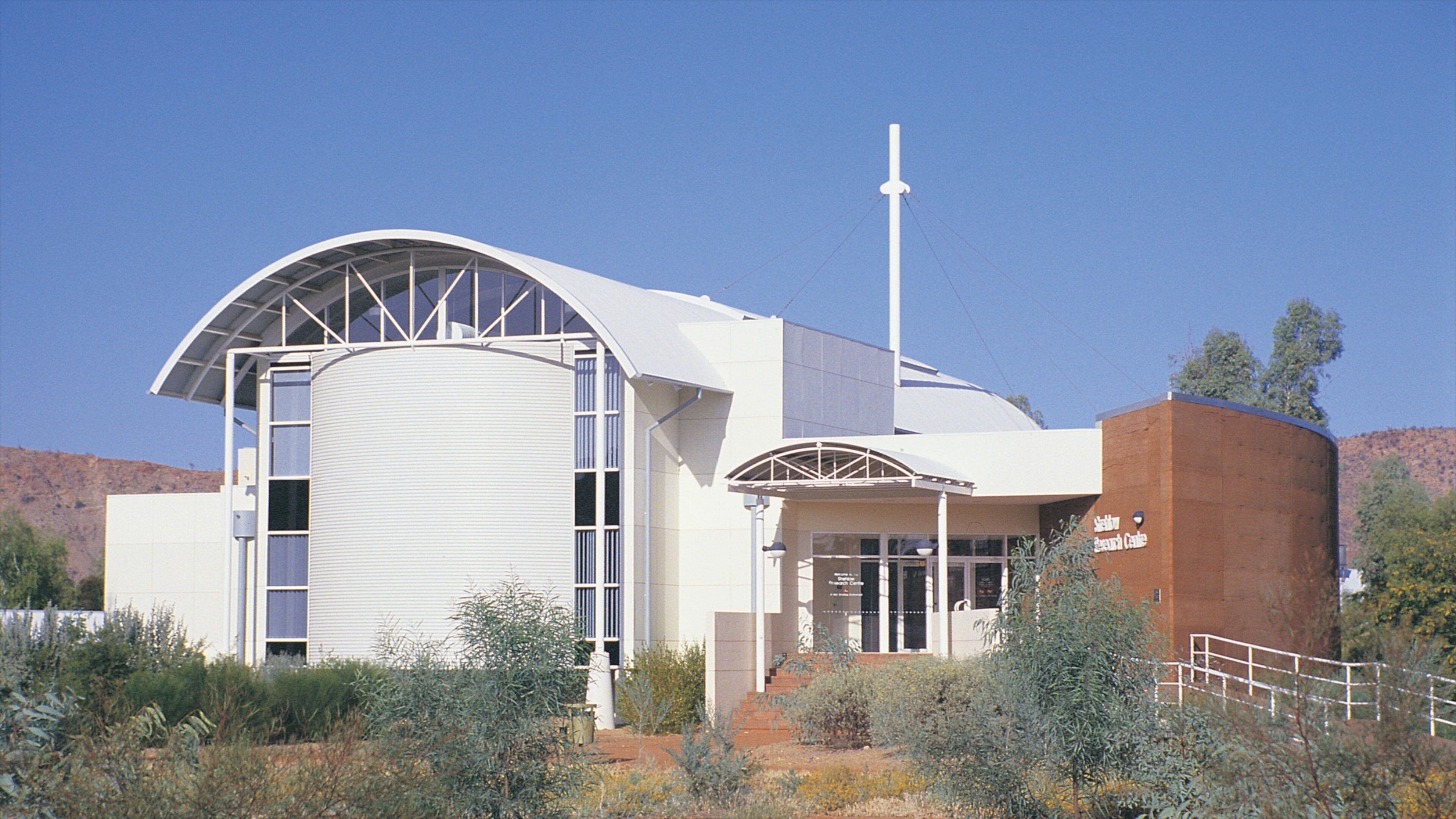 Araluen Cultural Precinct showing modern architecture, aircraft and tranquil scenes