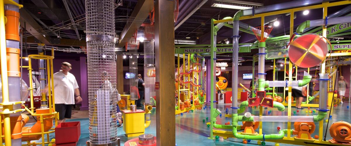 Omaha Children\'s Museum which includes interior views and a playground