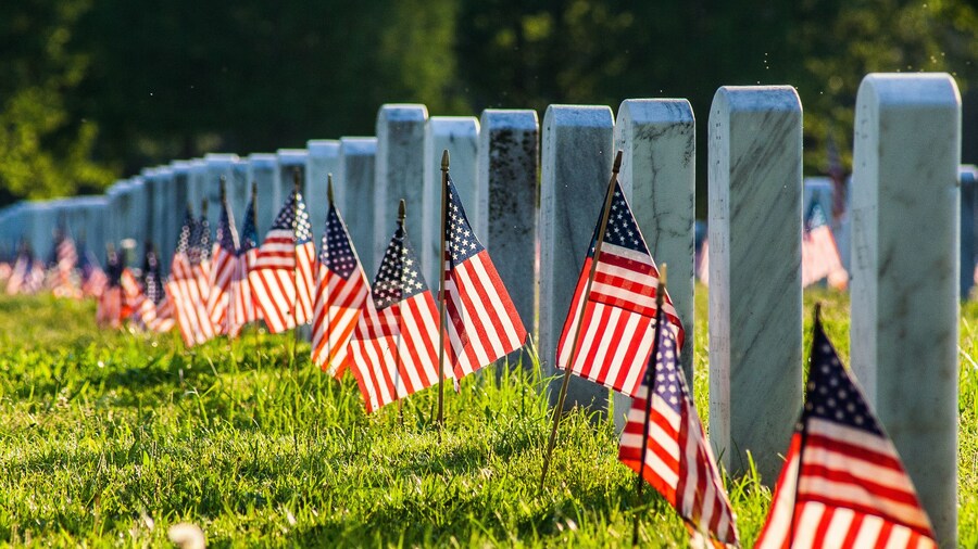 Veterans Cemetery with Flags