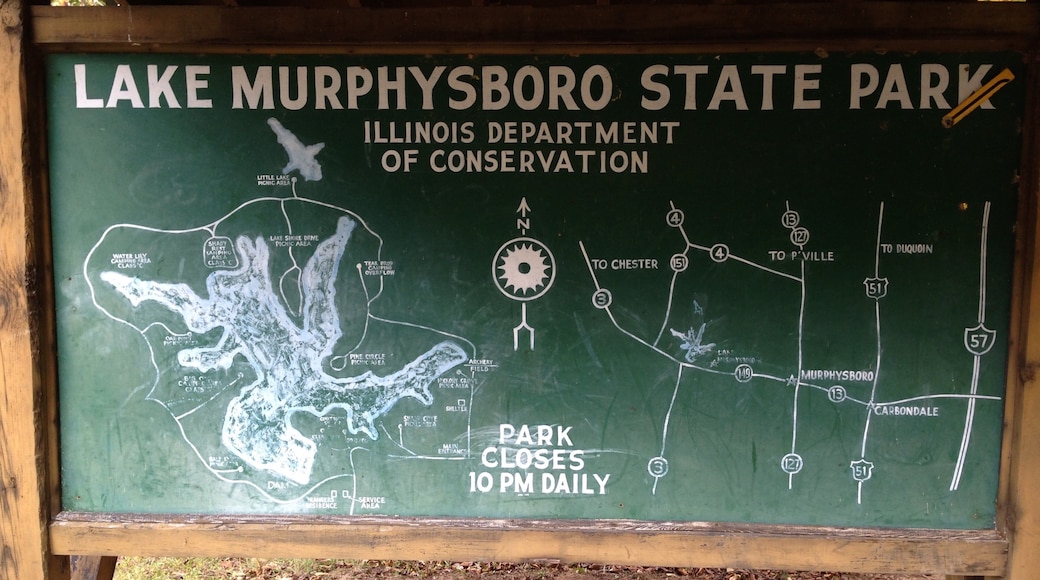 Lake Murphysboro delstatspark som viser skilt