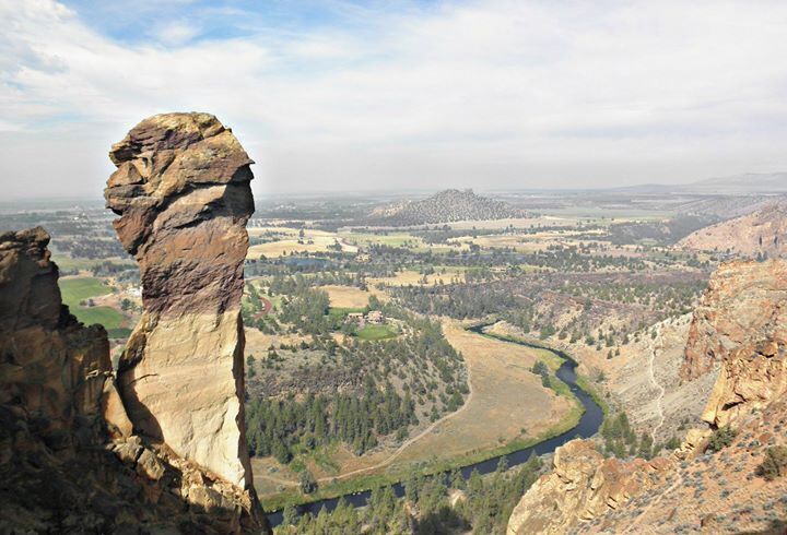 Hiking around Monkey Face, a famous rockclimbing site.