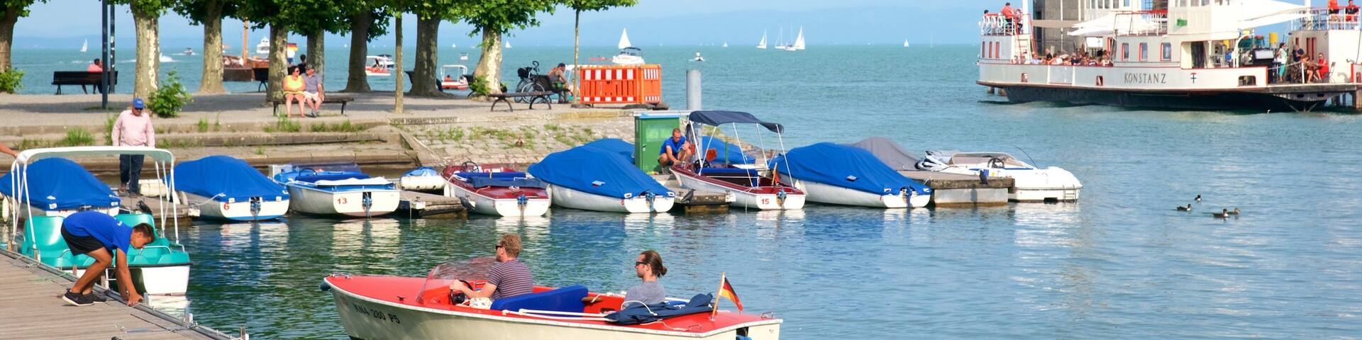 Constance Harbor which includes general coastal views, boating and a bay or harbor