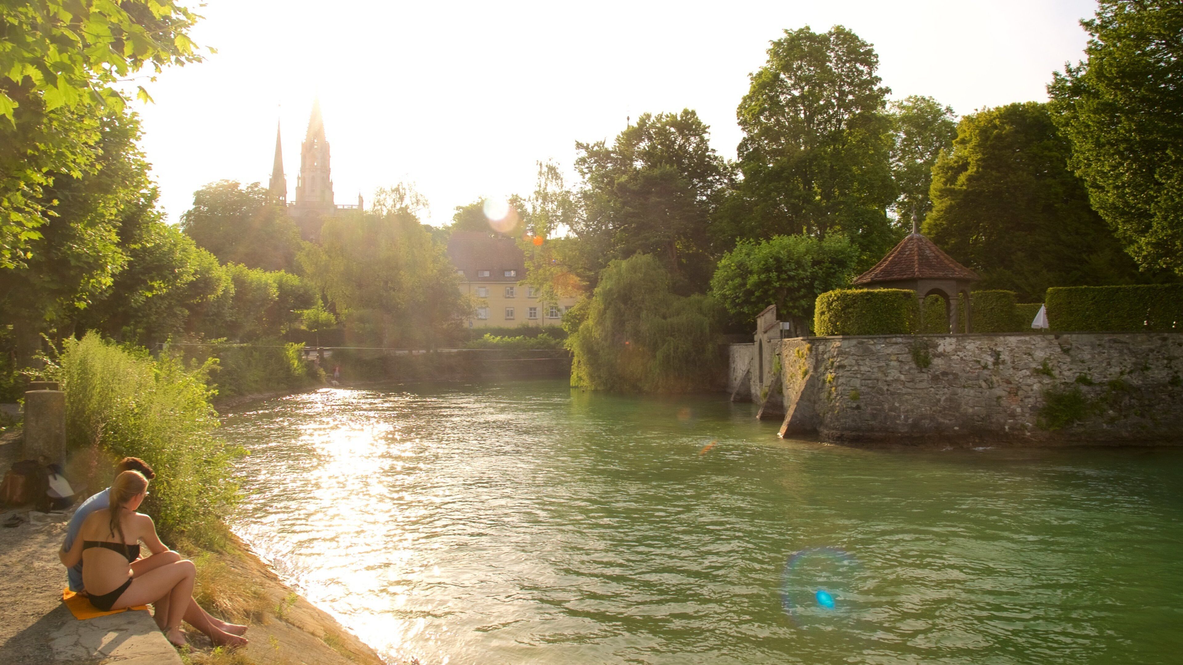 Constance Harbor showing a small town or village and a river or creek as well as a couple