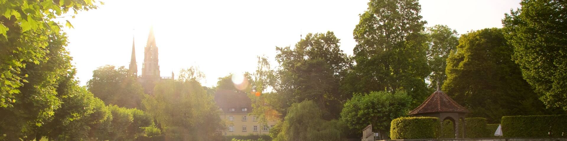 Constance Harbor showing a small town or village and a river or creek as well as a couple