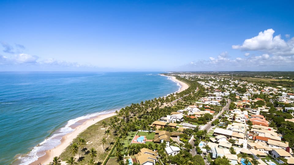 Aerial view of Praia do Forte in Bahia, Brazil; Shutterstock ID 420247318