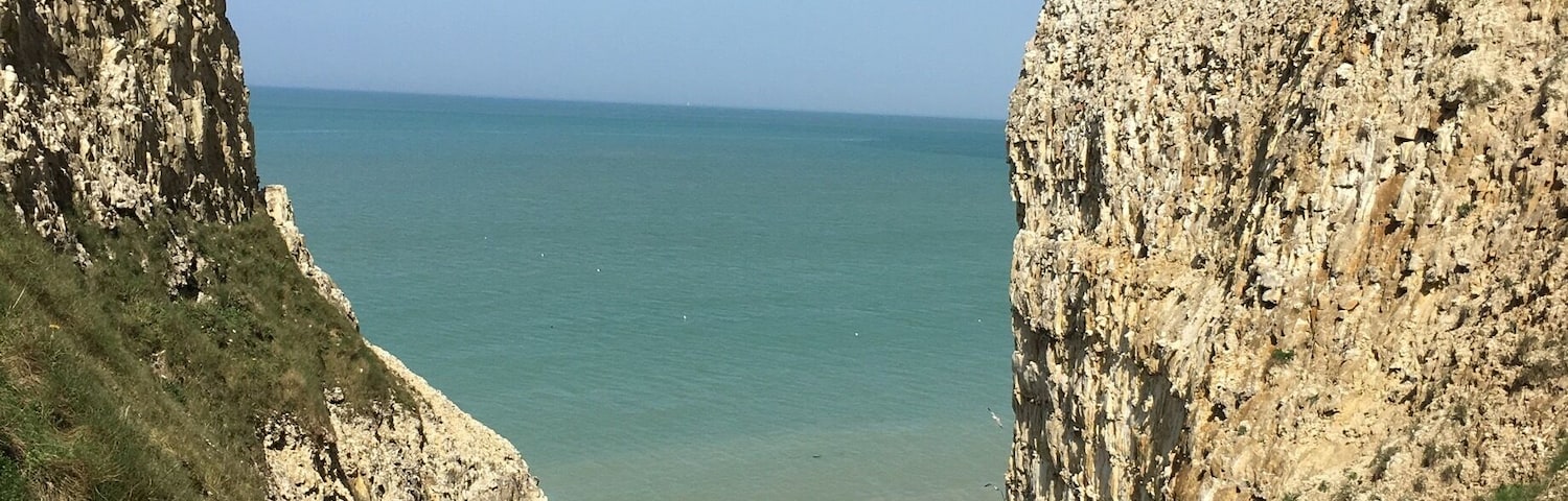 Belle vue , promenade le long des falaises possible en marée basse :)