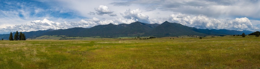 Panorama landscape view of Eureka Montana on a pretty summer day