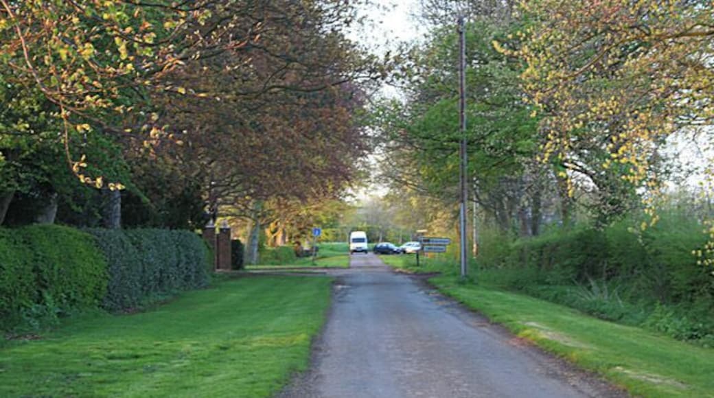 Manor Lane near Whatton, Nottinghamshire. Looking towards the A52. The lane, also known as Hall Lane, used to join the main road here but now you have to turn left to the re-designed junction.