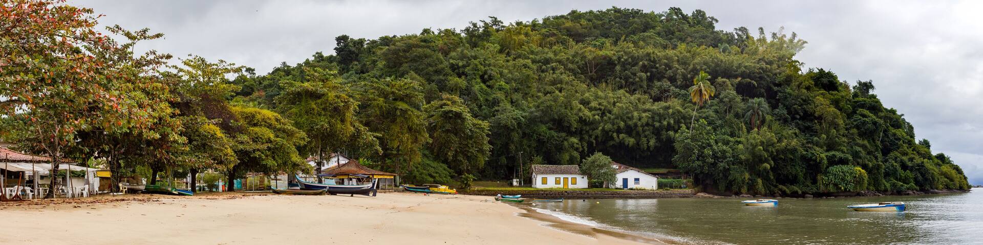 Pontal Beach in the tourist town of Paraty. Rio de Janeiro, Brazil. World Heritage Site