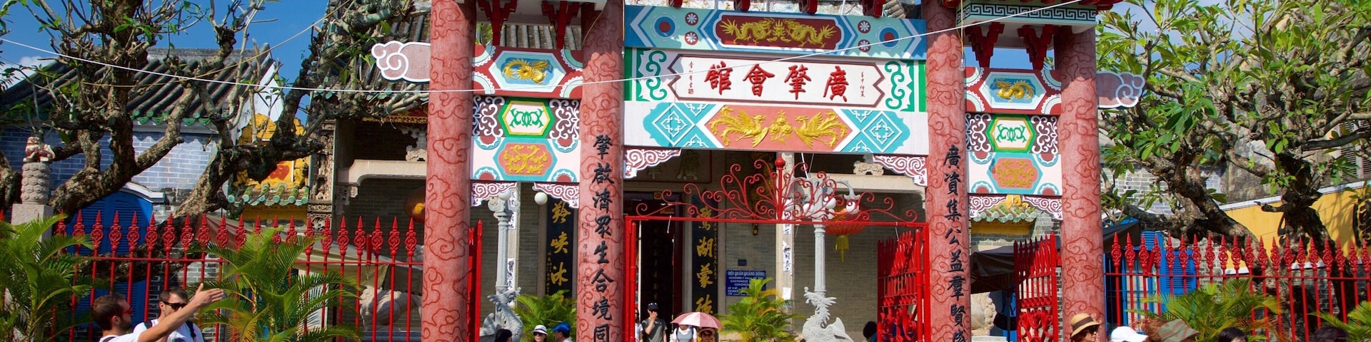 Assembly Hall of the Cantonese Chinese Congregation which includes a temple or place of worship and a square or plaza as well as a large group of people