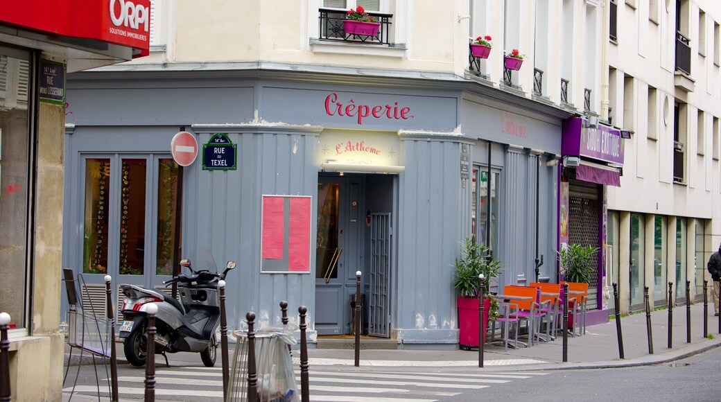 14th Arrondissement which includes cafe scenes and heritage elements