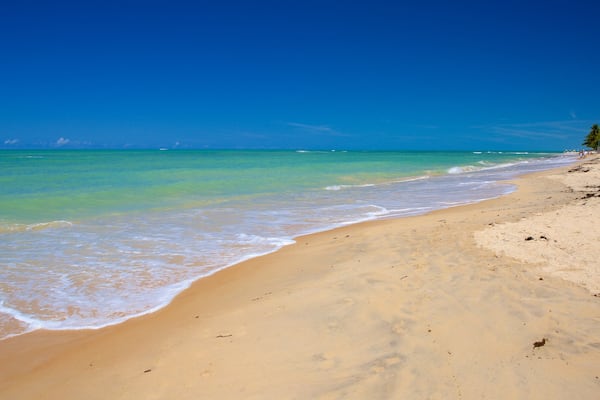 Pitinga Beach featuring a sandy beach, surf and general coastal views
