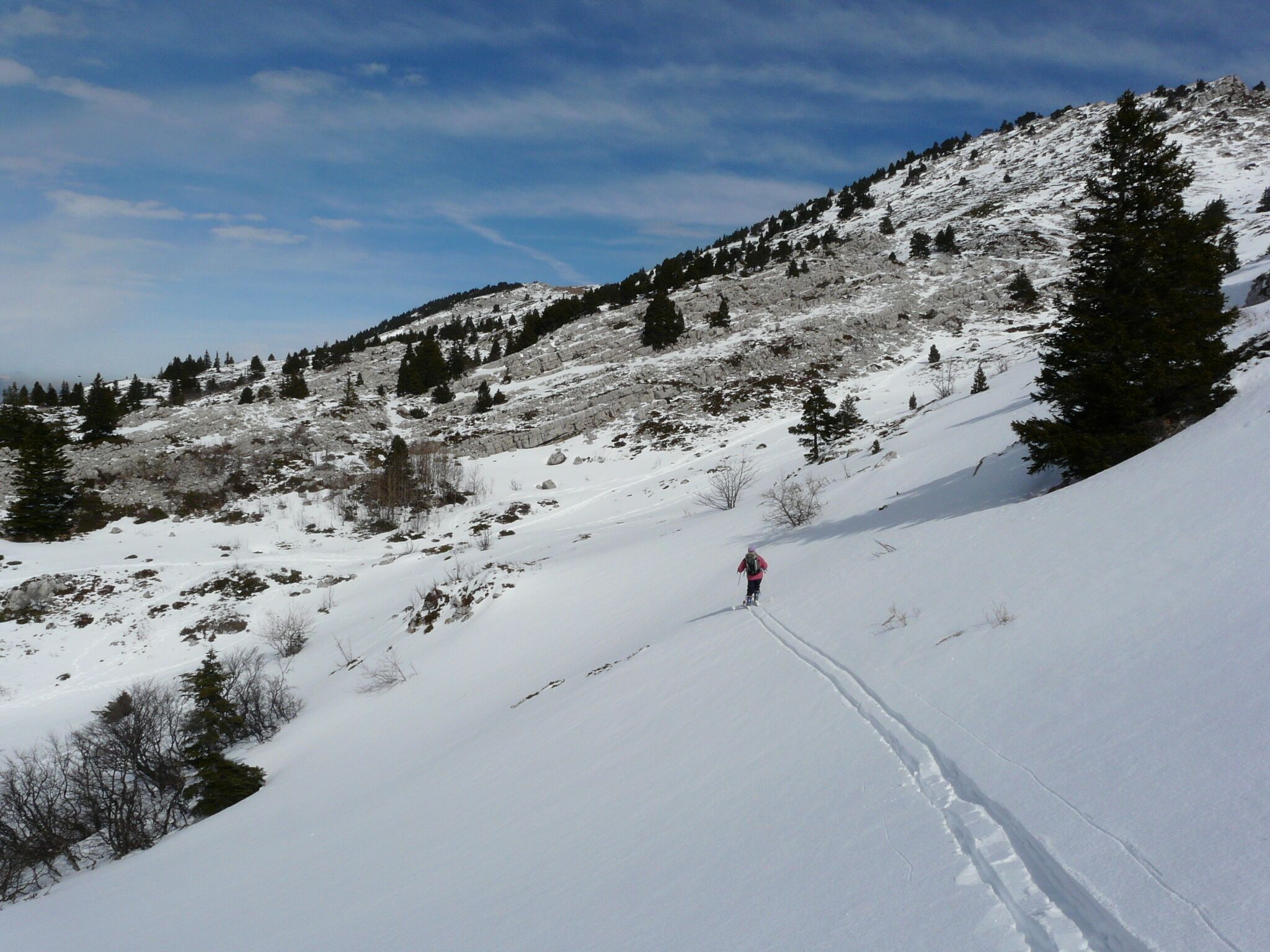 Descente à ski sous le pic Saint-Michel, Vercors