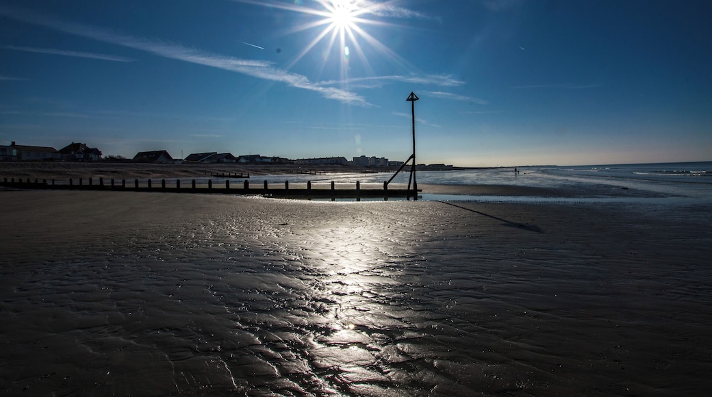 Looking east along Bracklesham Bay at low tide.