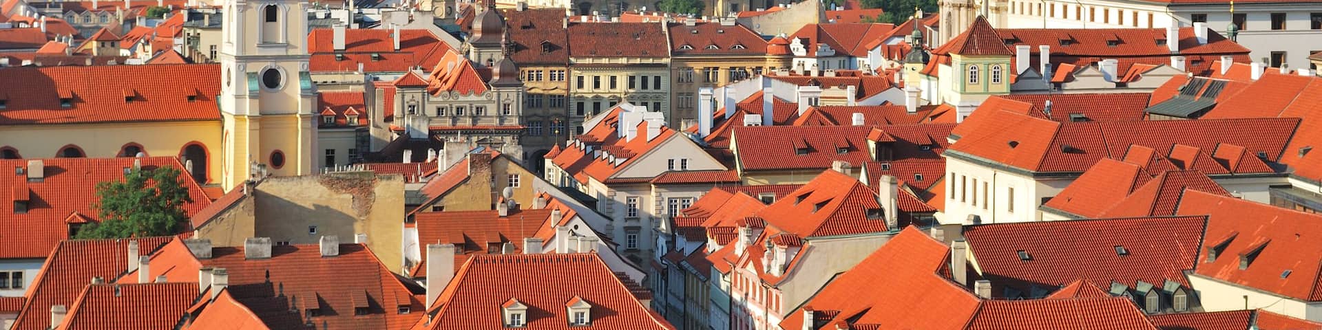 Prague. View of the Lesser Town and the St.. Nicholas Cathedral from the Prague Castle