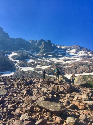 Stage 4 of the GR20 leaves the Asco ski station, heads up toward Monte Cinto, over Bocca Crucetta and down the other side to Auberge U Vallone. This photo was taken midway through the ascent to Bocca Crucetta. After a serious accident in 2015 when seven people were killed, the traditional stage four route through the infamous Cirque De La Solitude was rerouted to this stage four variant. Although this route is not nearly as difficult as the previous I still found it to be a long and strenuous
section.
#mountains photo challenge
#hiking