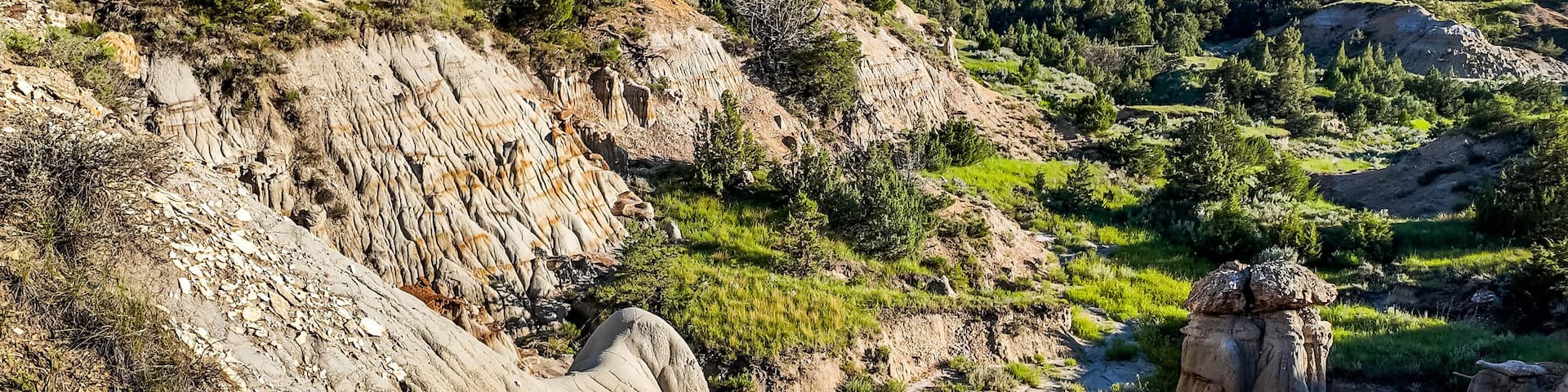 Scenic vibrant view of Roosevelt National Park colorful Canyons