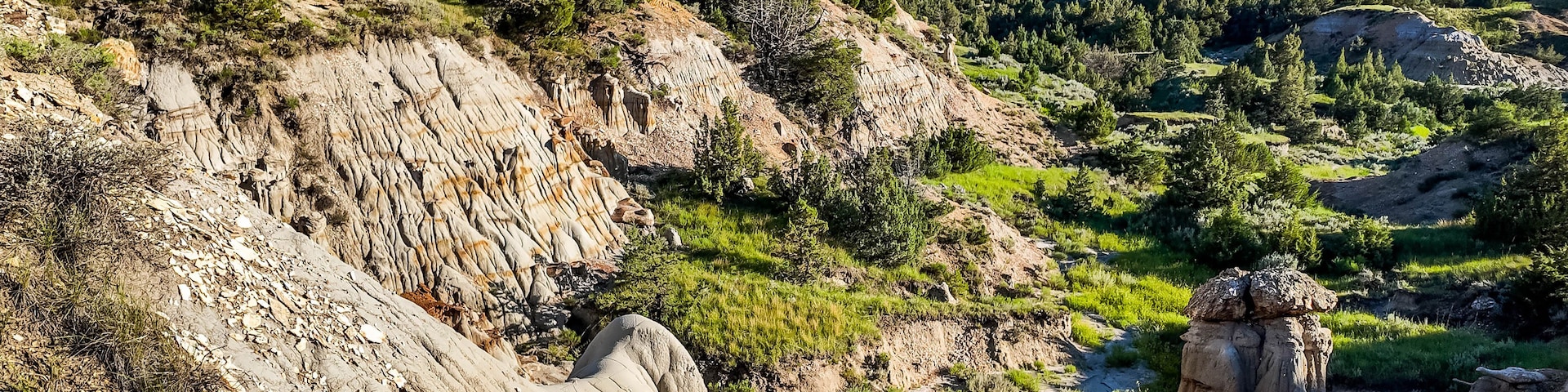 Scenic vibrant view of Roosevelt National Park colorful Canyons
