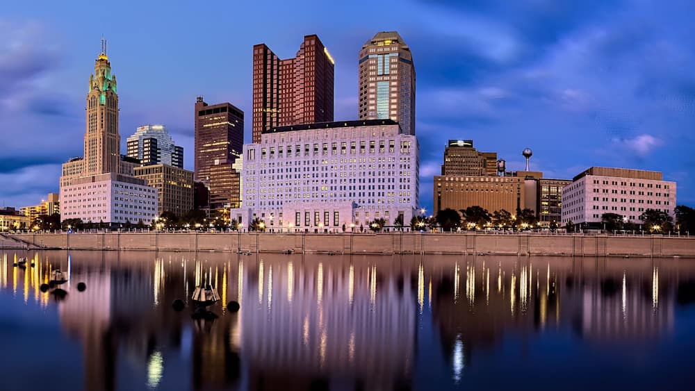 Panorama Columbus Oho Downtown Skyline Scioto River Cityscape