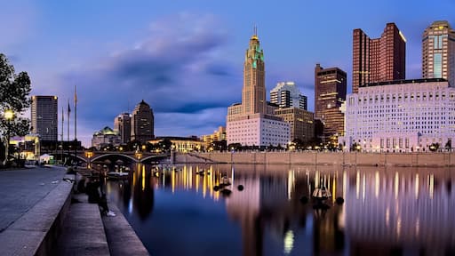 Panorama Columbus Oho Downtown Skyline Scioto River Cityscape