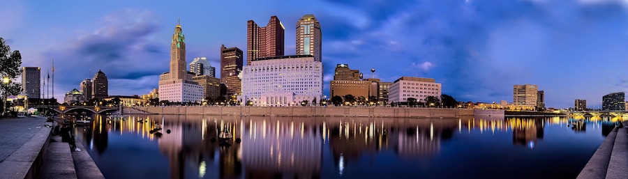 Panorama Columbus Oho Downtown Skyline Scioto River Cityscape