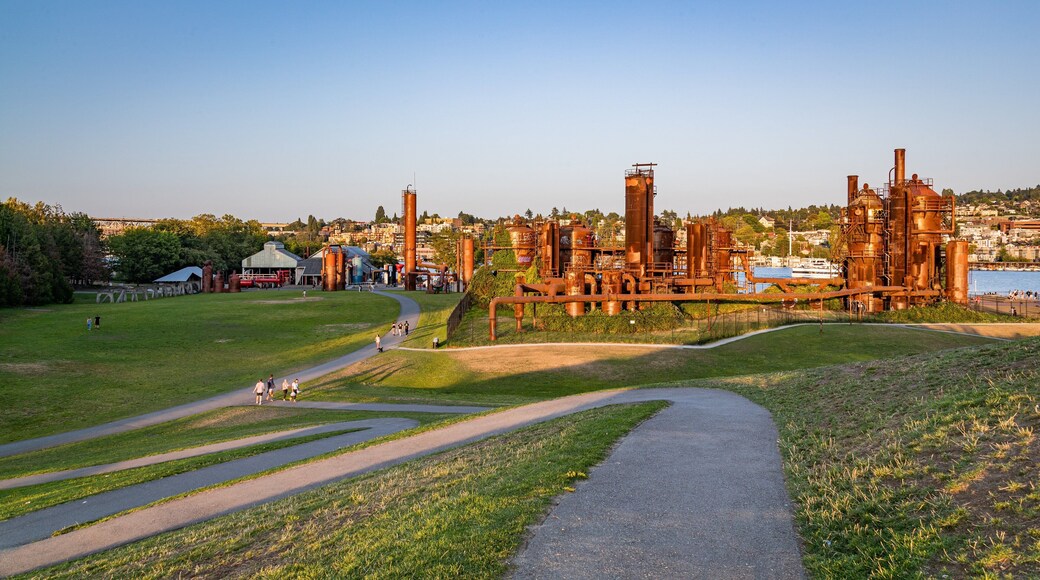 Gas Works Park featuring a garden and industrial elements