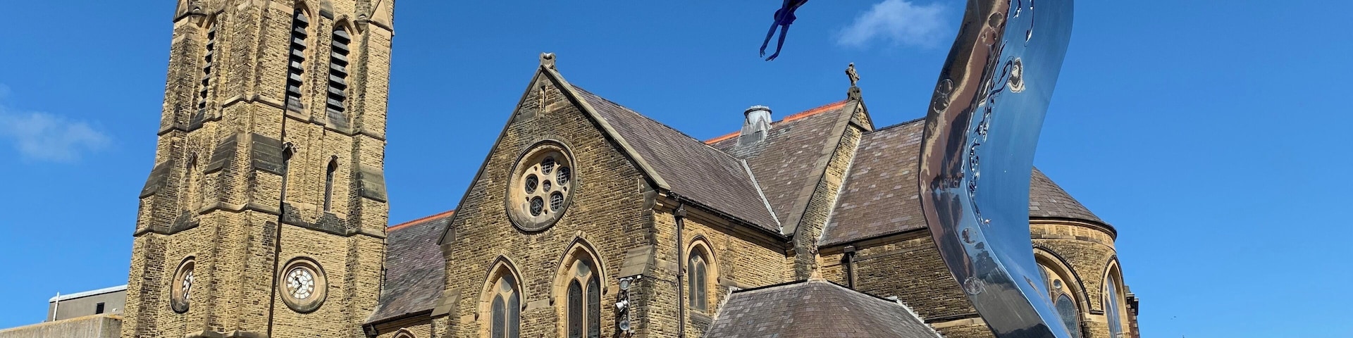 Diver opposite the church lots of beautiful things around