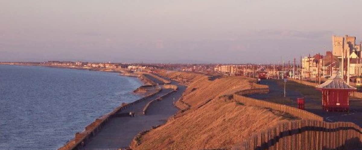 Bispham Seafront with Norbreck Castle in Distance. Clearly shows the multilevel paths along the seafront at Bispham