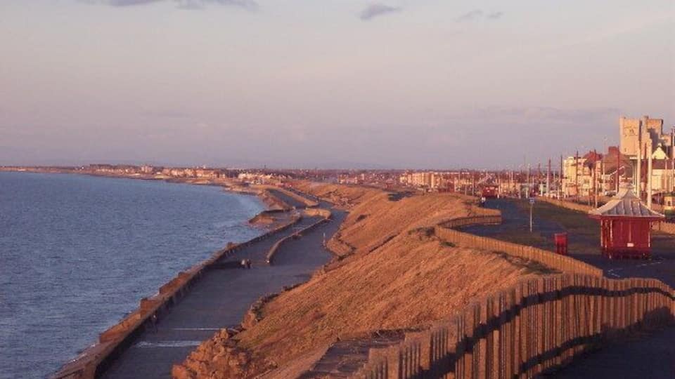Bispham Seafront with Norbreck Castle in Distance. Clearly shows the multilevel paths along the seafront at Bispham