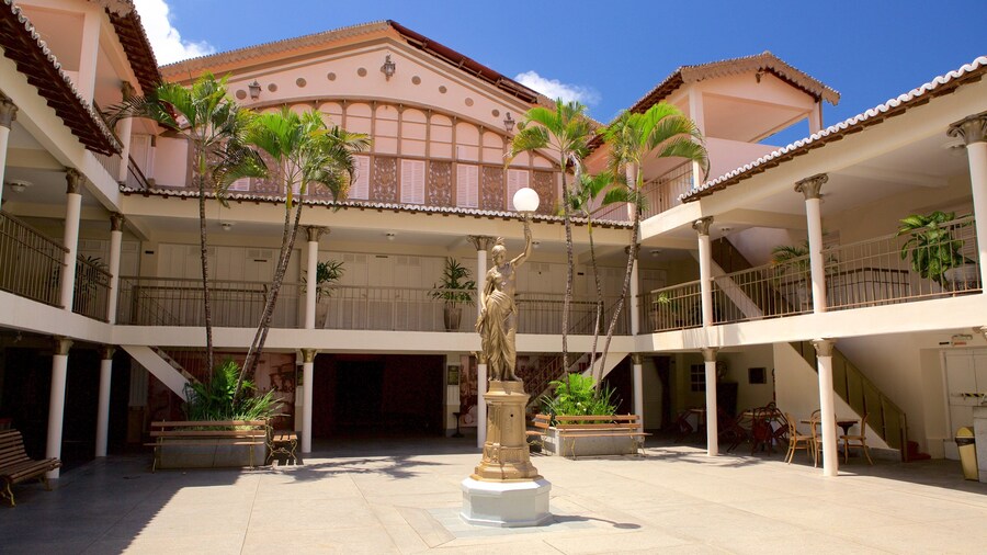 Teatro Alberto Maranhão mostrando una estatua o escultura y escenas de teatro