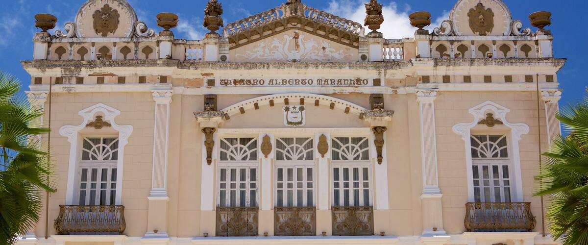 Alberto Maranhao Theater which includes theater scenes and heritage elements