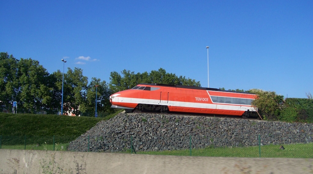 Gas turbine-electric locomotive of TGV 001 (built in the early 70s), here preserved on the commune of Bischheim near Strasbourg in Alsace, France.