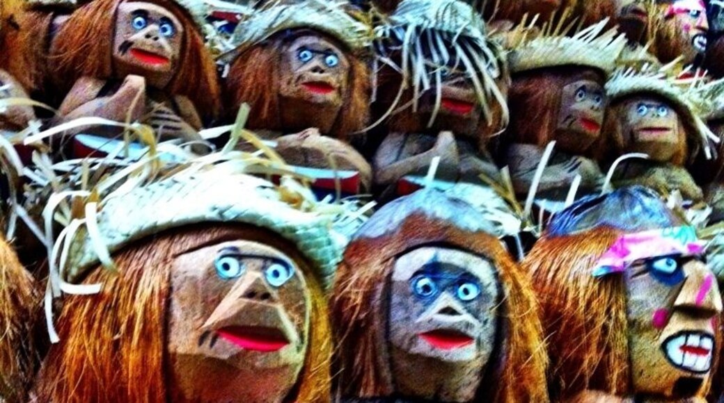 Road trip ! This is a very cheesy gas station and tourist trap .