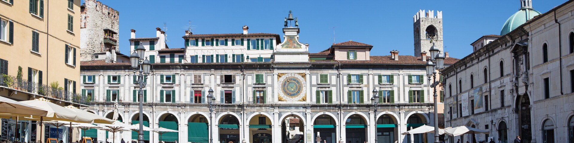 BRESCIA, ITALY - MAY 20, 2016: The panorama of Piazza della Loggia square.