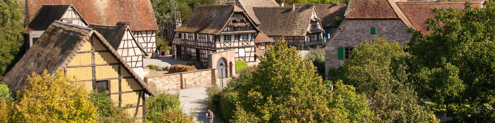 Maisons anciennes alsaciennes à Ungersheim, Alsace