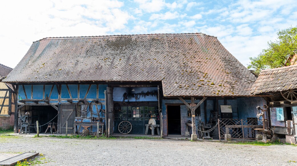 Traditional blacksmith in old alsatian house in the Ecomuseum Alsace in city of Mulhouse, Alsace, France